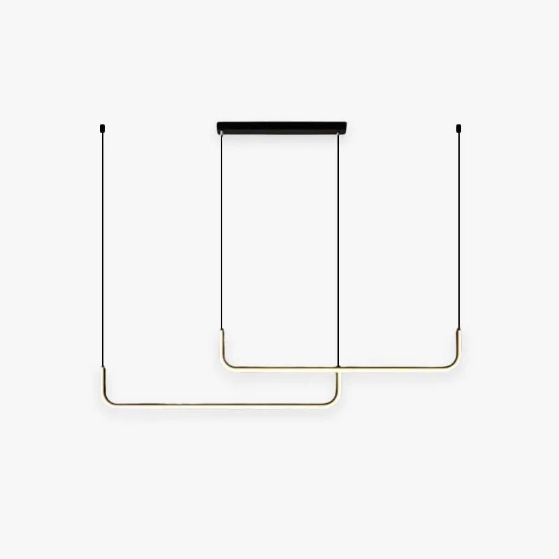 Clen Modern Linear Pendant Light Double Frame, Black/Gold - Lamp Copper