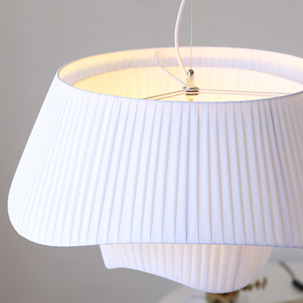 Ritta French Country Fabric/Metal Pendant Light, White - Lamp Copper