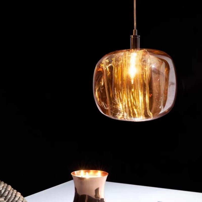 Valentina Modern Bubble Glass LED Pendant Light, Amber/Clear/Gray - Lamp Copper