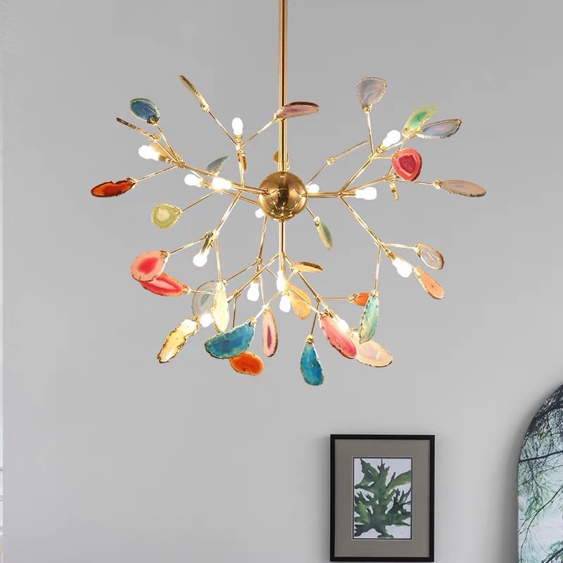 Aria Agate Creative Colourful Chandelier Bedroom/Living Room - Lamp Copper