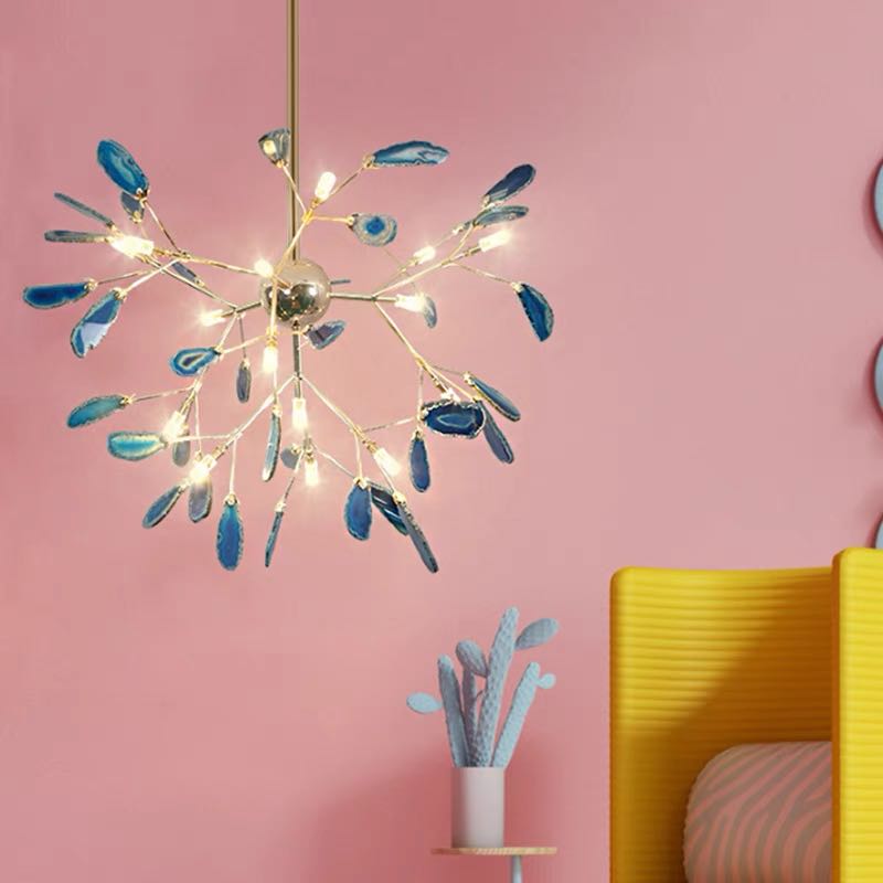 Aria Agate Creative Colourful Chandelier Bedroom/Living Room - Lamp Copper