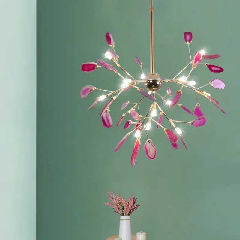 Aria Agate Creative Colourful Chandelier Bedroom/Living Room - Lamp Copper