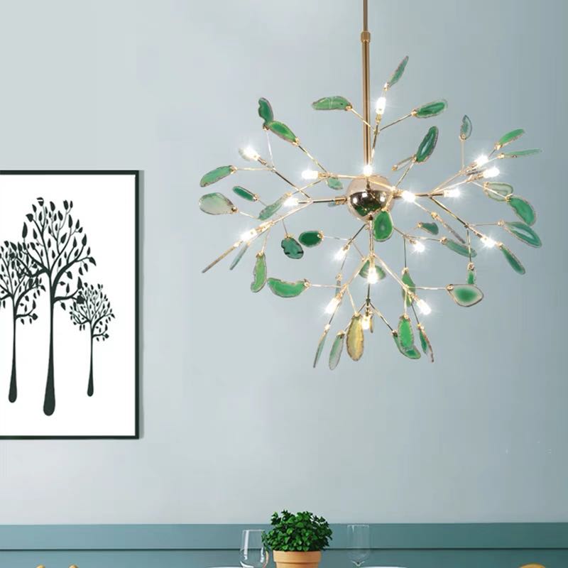 Aria Agate Creative Colourful Chandelier Bedroom/Living Room - Lamp Copper