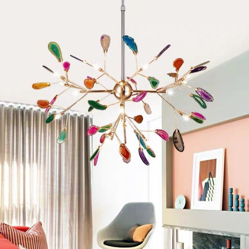 Aria Agate Creative Colourful Chandelier Bedroom/Living Room - Lamp Copper