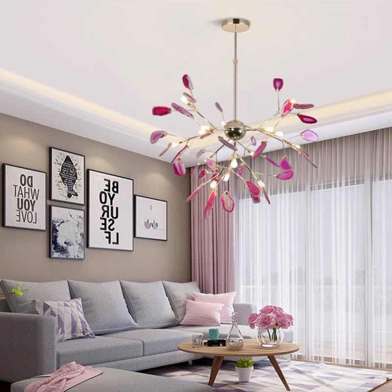 Aria Agate Creative Colourful Chandelier Bedroom/Living Room - Lamp Copper