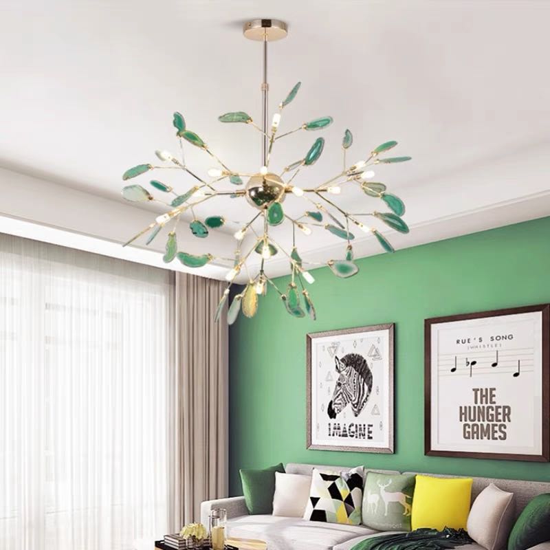 Aria Agate Creative Colourful Chandelier Bedroom/Living Room - Lamp Copper