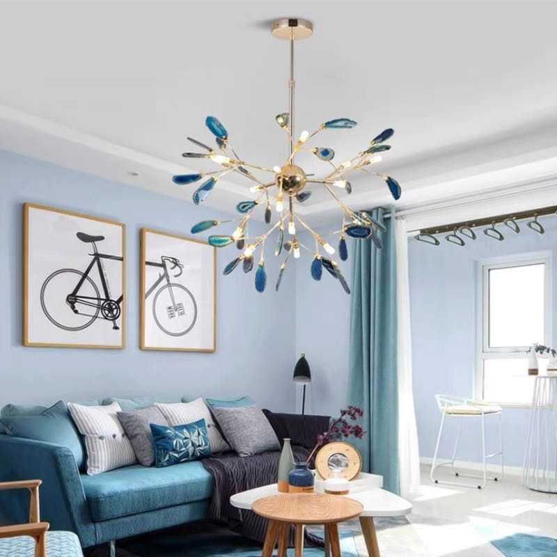 Aria Agate Creative Colourful Chandelier Bedroom/Living Room - Lamp Copper