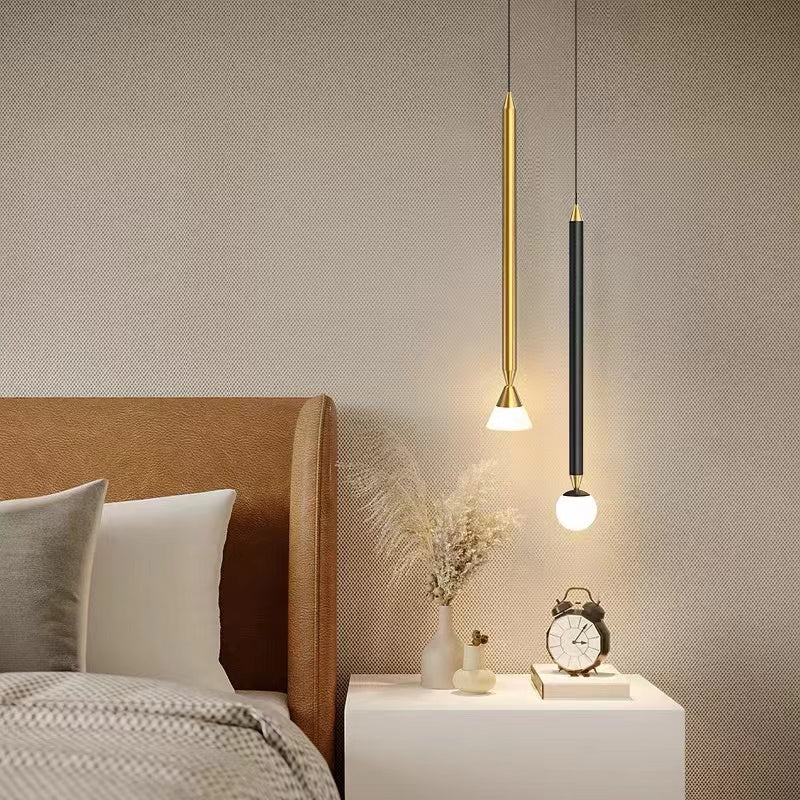 Auri Linear Metal Pendant Light Bedside, Black & Gold - Lamp Copper