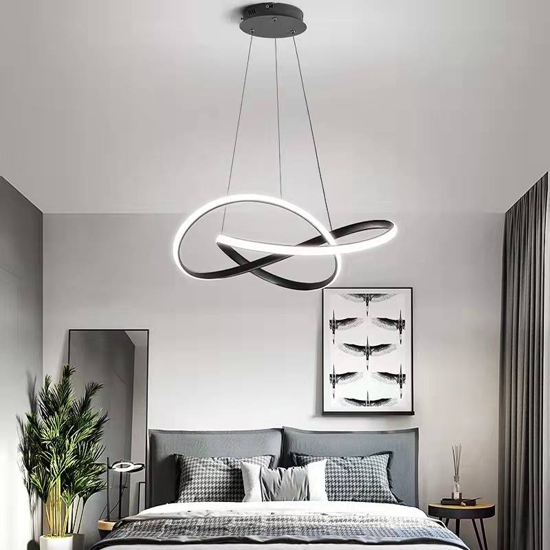 Arisha Pendant Light linear Modern, Acrylic/Metal, Black/White, Dining Room - Lamp Copper