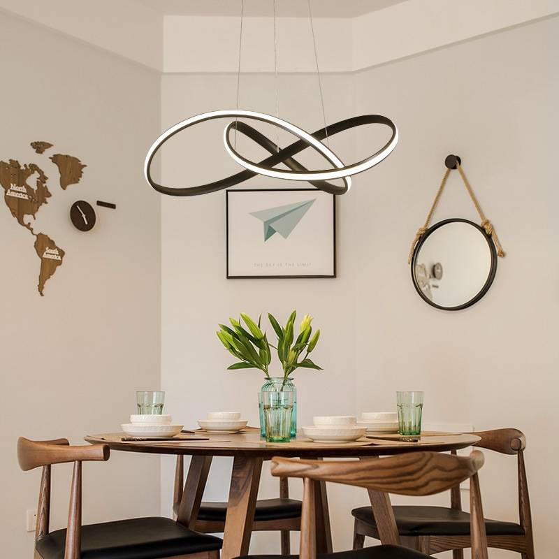 Arisha Pendant Light linear Modern, Acrylic/Metal, Black/White, Dining Room - Lamp Copper