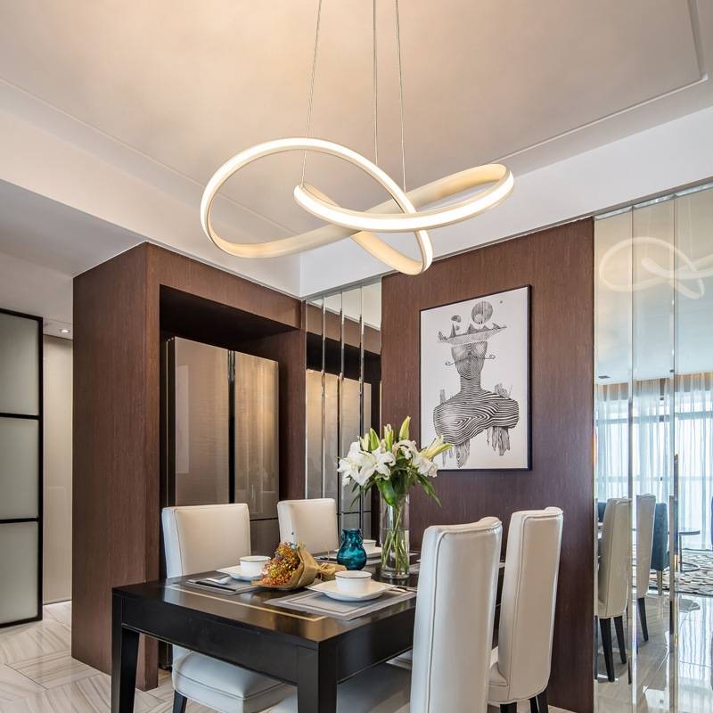 Arisha Pendant Light linear Modern, Acrylic/Metal, Black/White, Dining Room - Lamp Copper