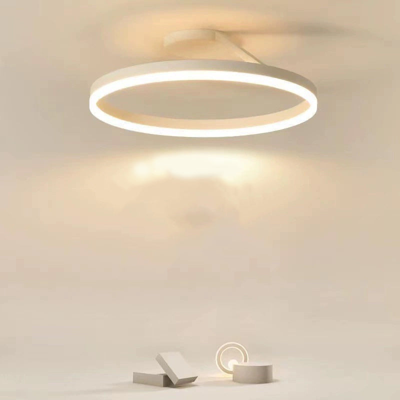 Solen Modern Circle Flush Mount Ceiling Light, Black & White - Lamp Copper