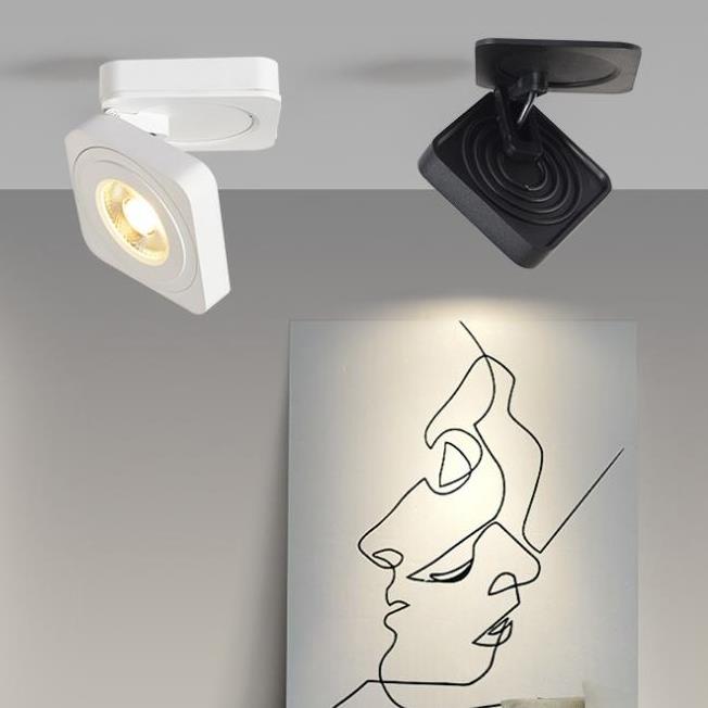 Arisha Modern Adjustable Square Ceiling Light Spotlight, Black/White - Lamp Copper