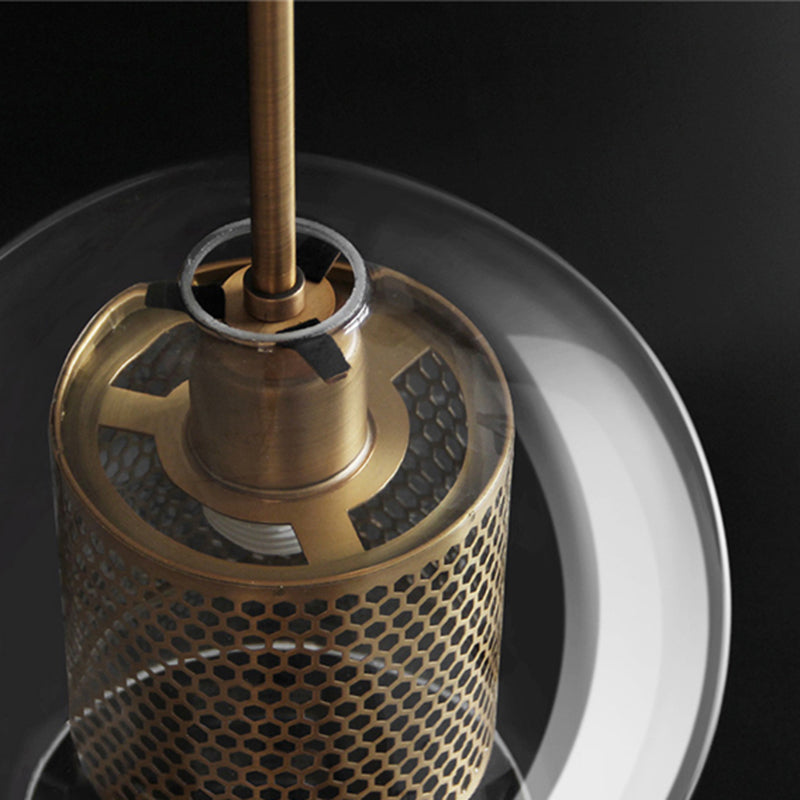 Hessa Contemporary Golden Pendant Light, Glass, Globe/Cylindric - Lamp Copper