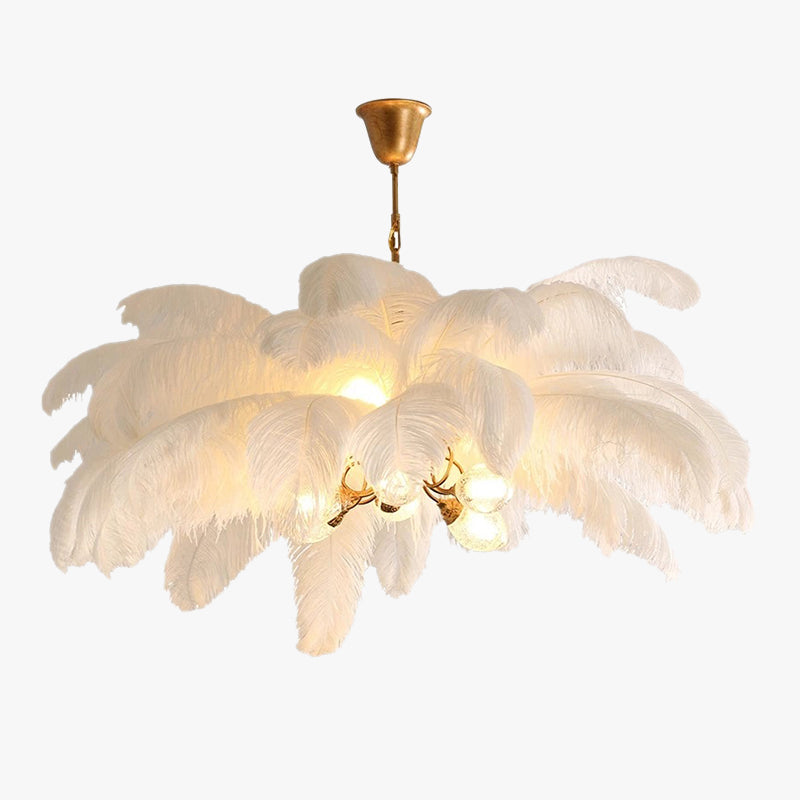 O'Moore Nordic Luxury Pendant Light, Brass/Feather - Lamp Copper