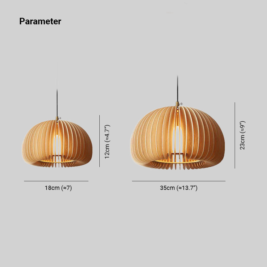 Muto Pumpkin Pendant Light, Wood - Lamp Copper