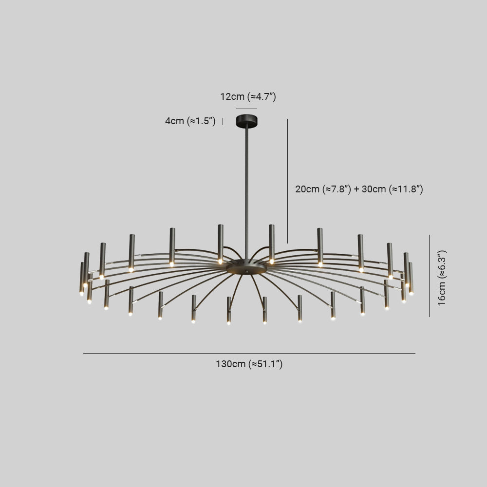 Arisha Modern Blown Linear Metal Multi-heads Chandelier - Lamp Copper
