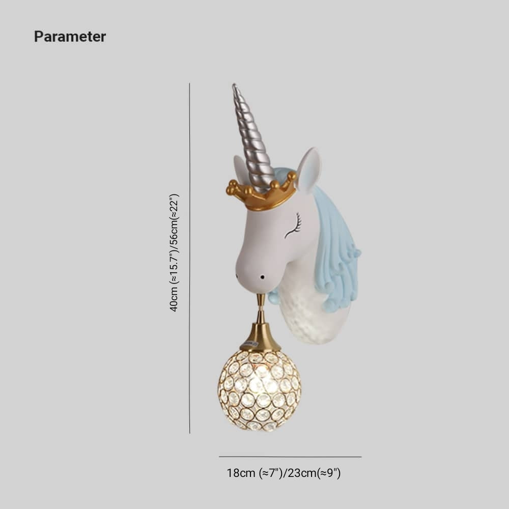 Arisha Modern Unicorn/Strawberry Art Wall Lamp, Pink/Blue - Lamp Copper