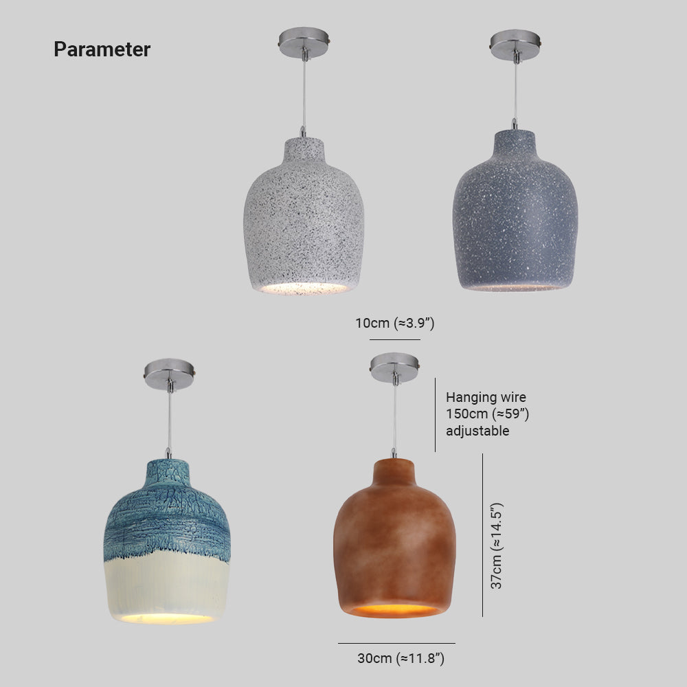 Avi Wabi Sabi Jar Shaped Resin Pendant Light, 4 Color - Lamp Copper