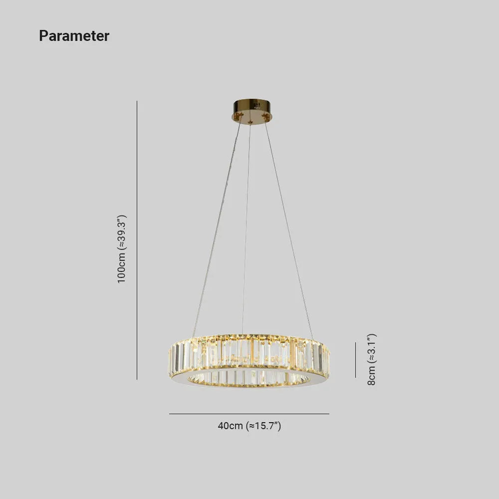 Kristy Elegant Round Crystal Chandelier, Clear - Lamp Copper