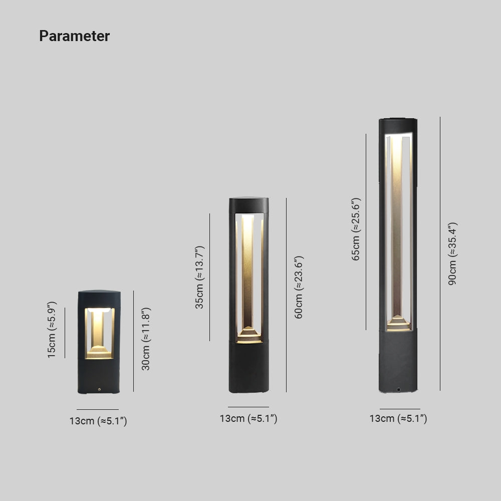 Ray Contemporary Metal Triangular Hollow Outdoor Path Light, Black - Lamp Copper