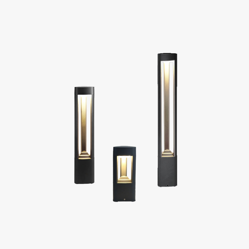 Ray Contemporary Metal Triangular Hollow Outdoor Path Light, Black - Lamp Copper