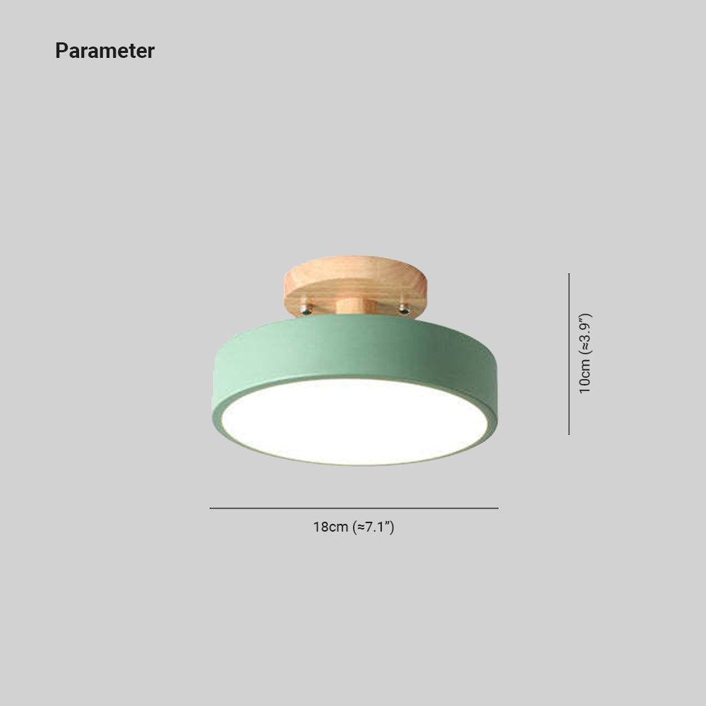 Orya Round LED Flush Mount Ceiling Light Modern Wood Colorful - Lamp Copper