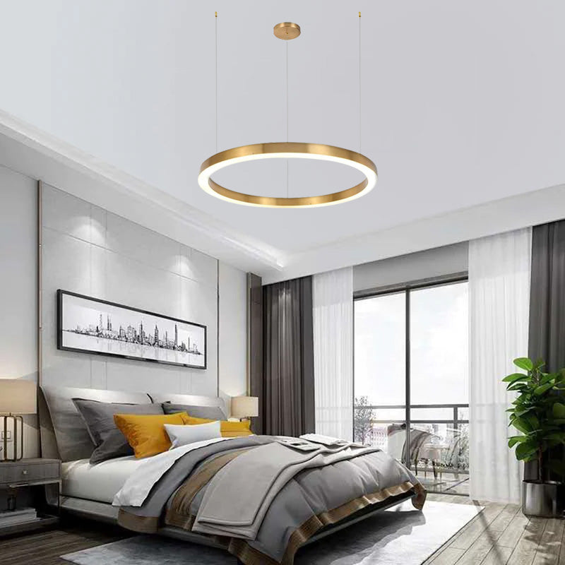 Arisha Modern Ring Metal Pendant Light, Gold - Lamp Copper