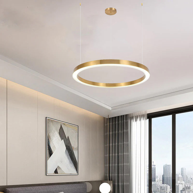 Arisha Modern Ring Metal Pendant Light, Gold - Lamp Copper