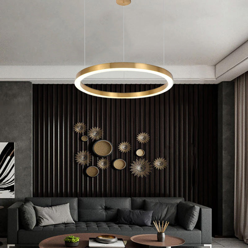 Arisha Modern Ring Metal Pendant Light, Gold - Lamp Copper