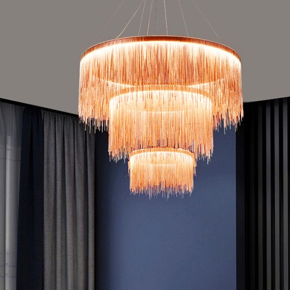 Arisha Tassel Chain Art Deco Pendant Light Silver/Gold Living Room/Hall - Lamp Copper