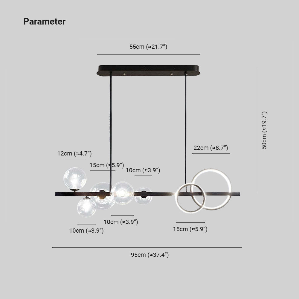 Arisha Pendant Light Bubble Circle Modern Black/Gold, Bedroom - Lamp Copper