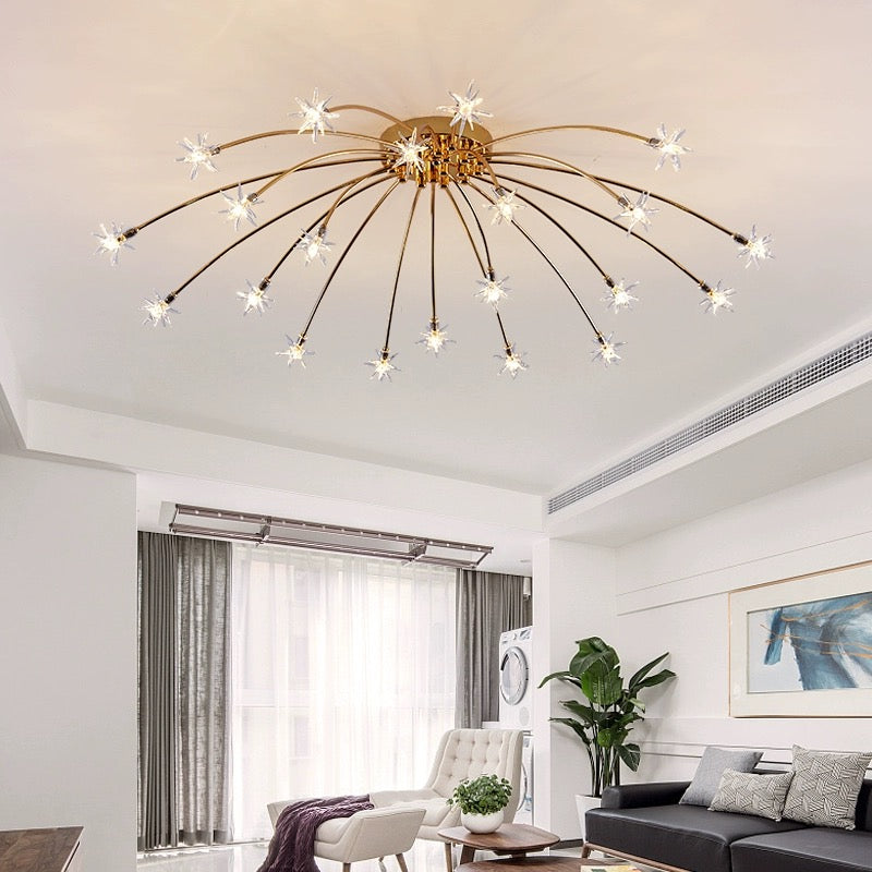 Arisha Art Deco Starry Flush Mount Ceiling Light - Lamp Copper