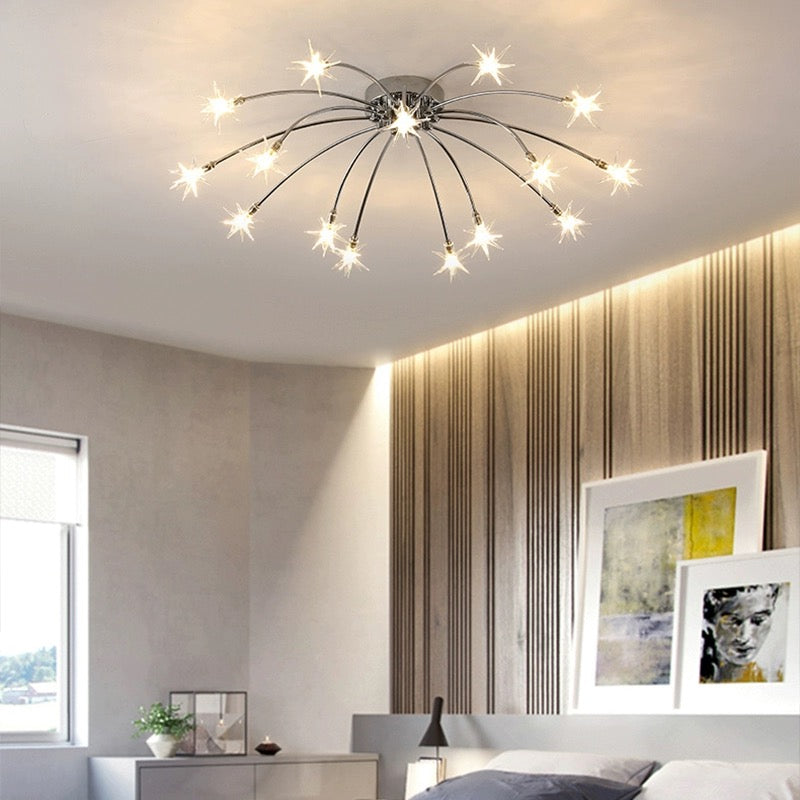 Arisha Art Deco Starry Flush Mount Ceiling Light - Lamp Copper