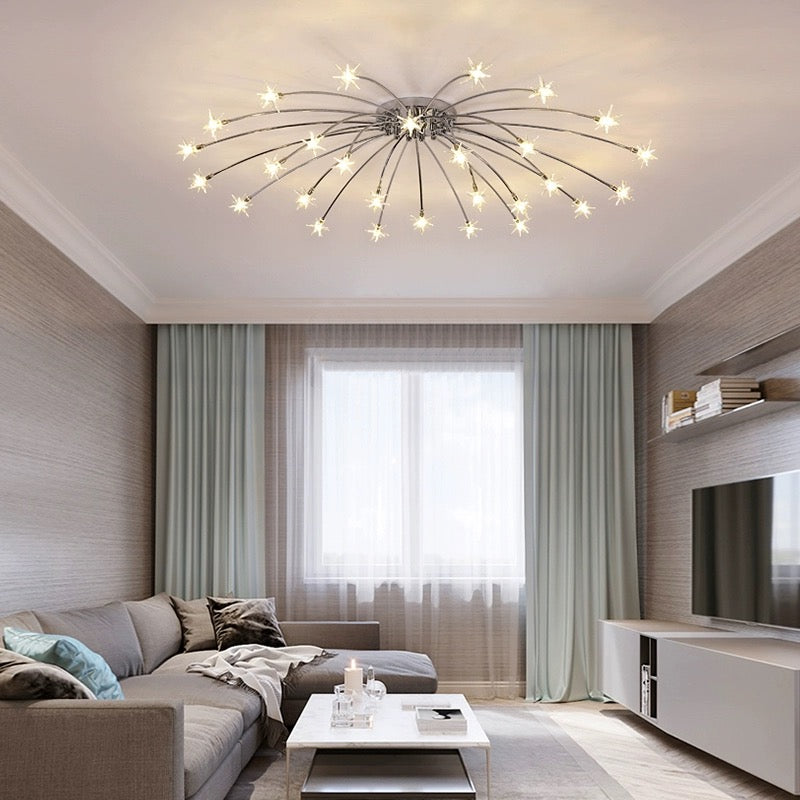 Arisha Art Deco Starry Flush Mount Ceiling Light - Lamp Copper