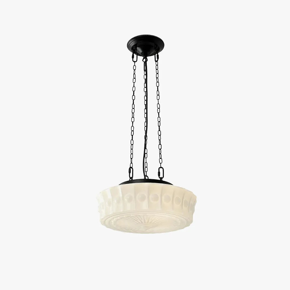 Valentina Vintage French Country Dome Pendant Light, White/Beige - Lamp Copper