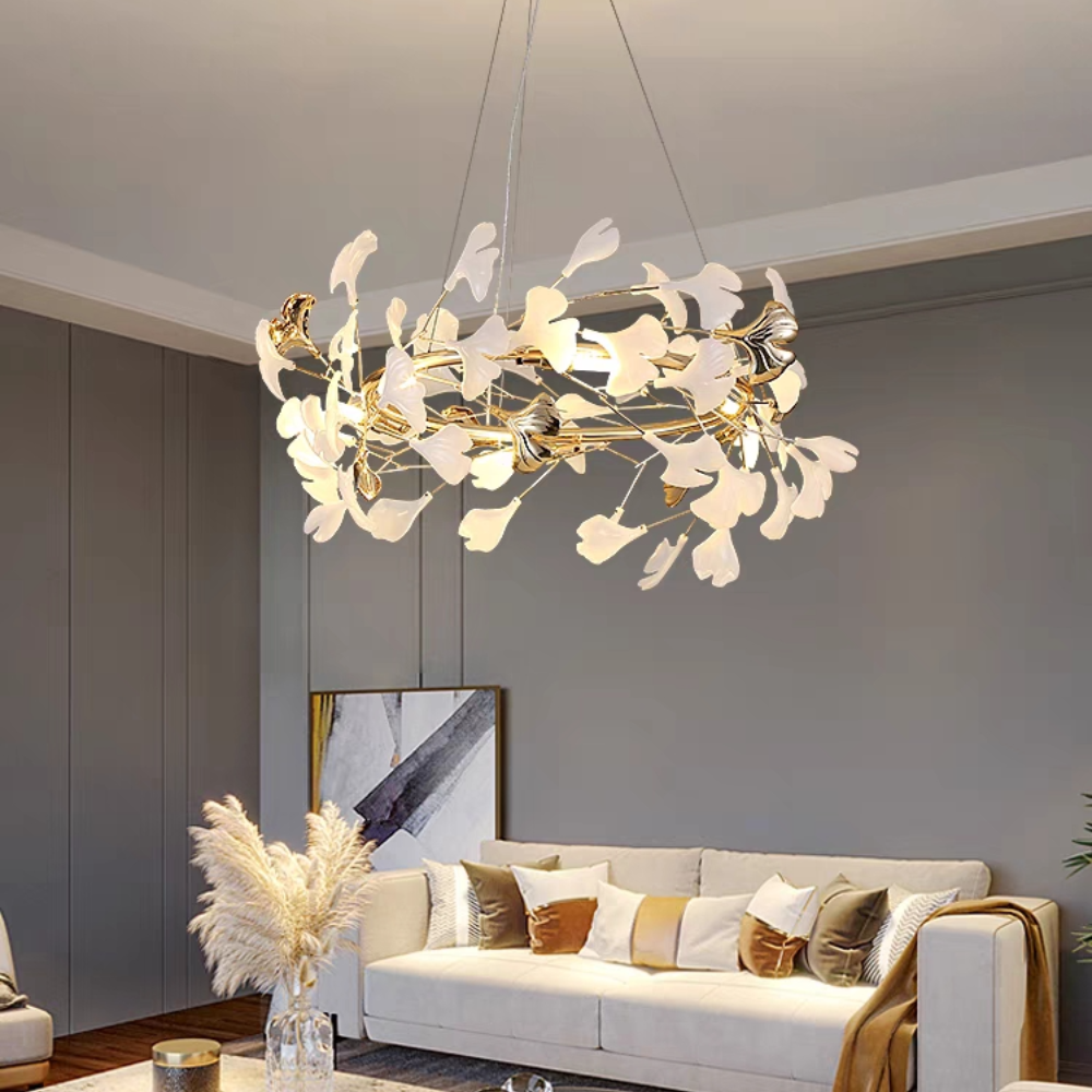 Olivia Modern Golden LED Chandelier Ceramic - Lamp Copper