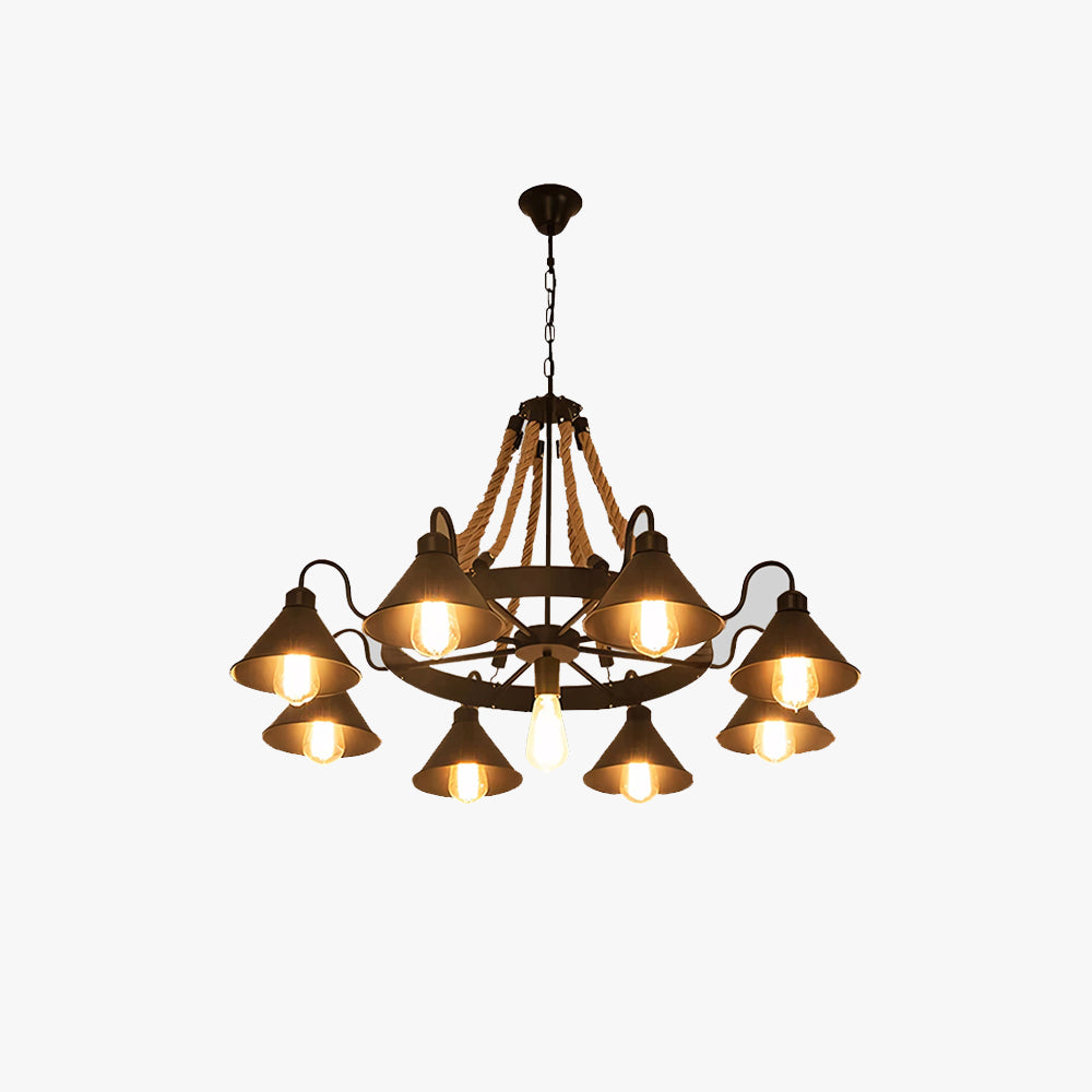 Epoch Vintage Industrial Rope Chandelier Living Room - Lamp Copper