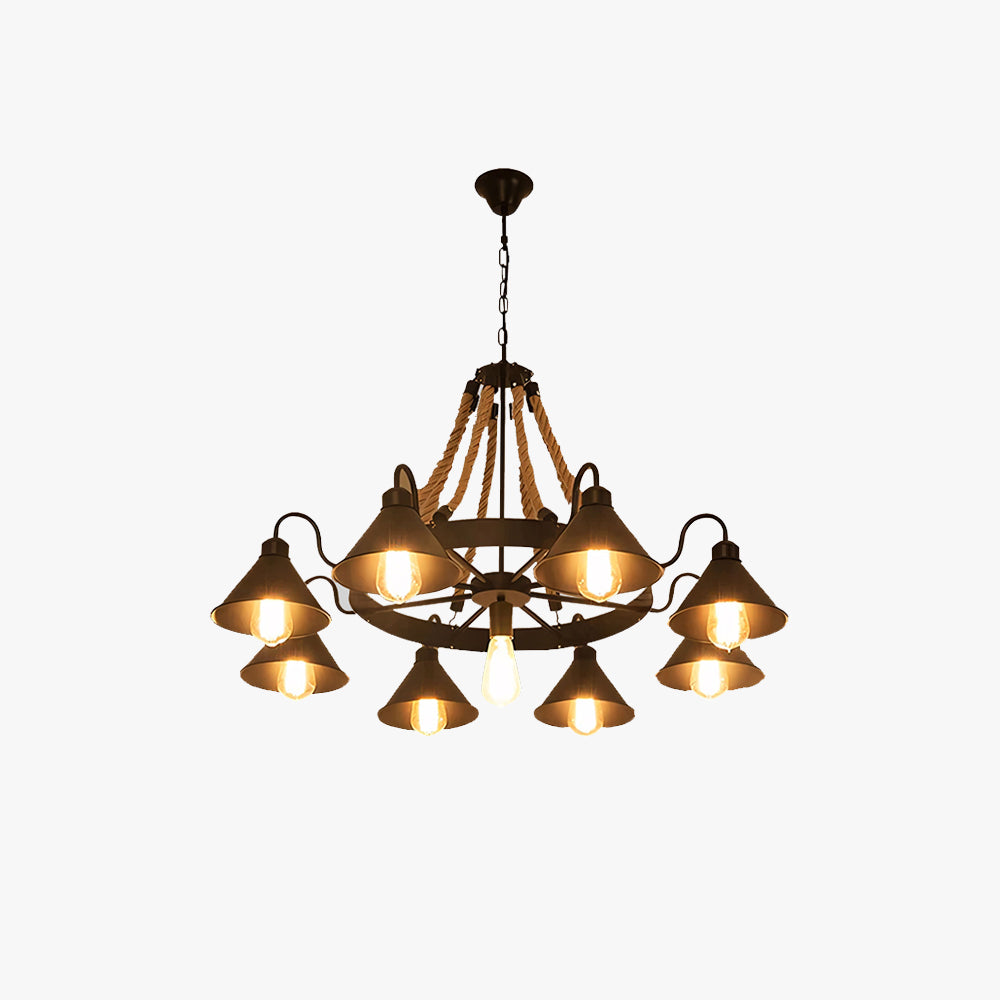 Epoch Vintage Industrial Rope Chandelier Living Room - Lamp Copper