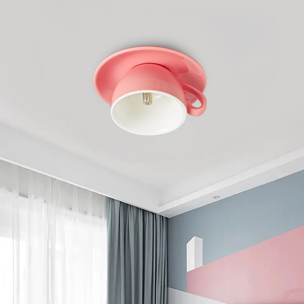 Aria Modern Coffee Cups Ceramic Flush Ceiling Lighting - Lamp Copper