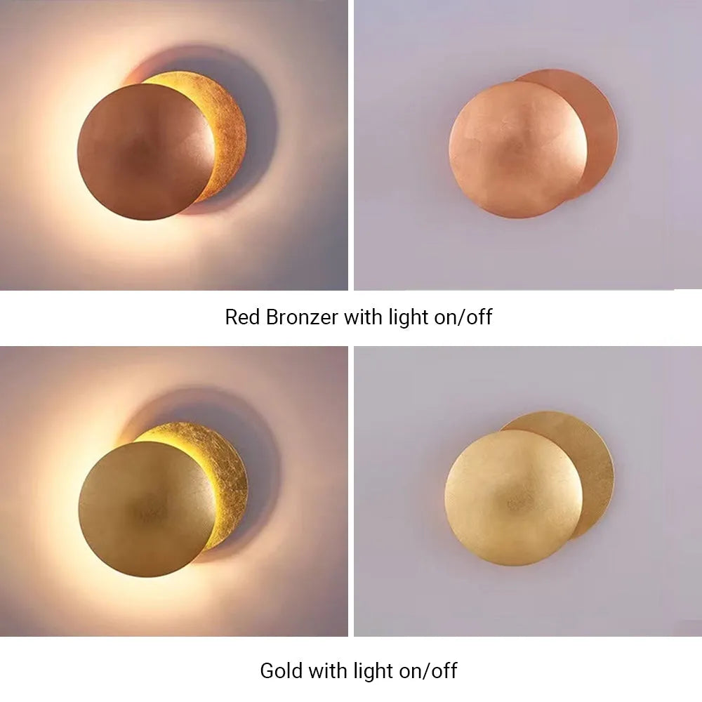 Arisha Modern Minimalist Round Moon Eclipse Wall Lamp - Lamp Copper
