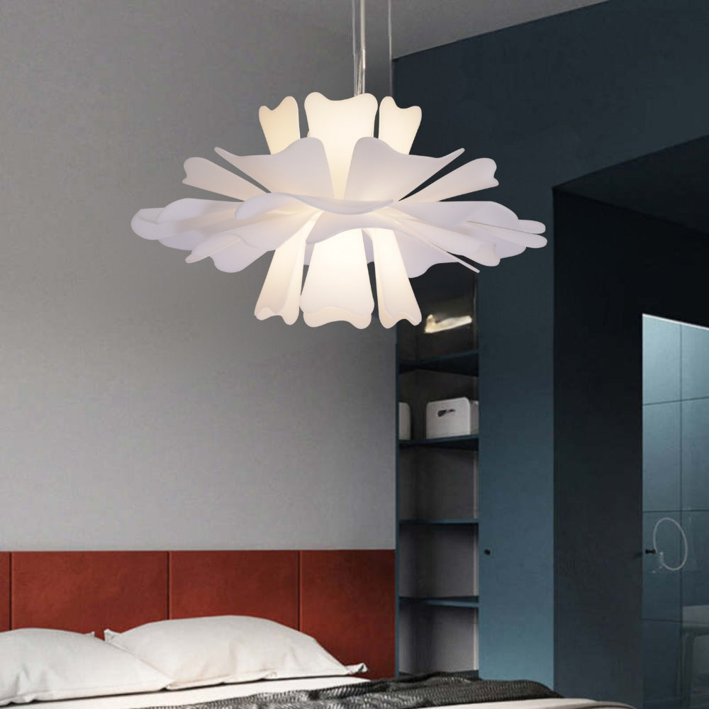 Niva Elegant Flower Pendant Light White - Lamp Copper