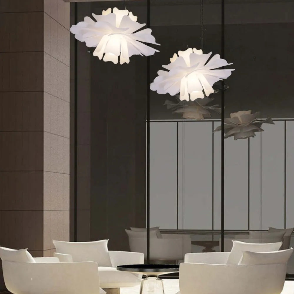 Niva Elegant Flower Pendant Light White - Lamp Copper