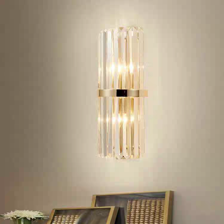 Ray Modern Cylindrical Metal/Crystal Wall Lamp, Gold - Lamp Copper