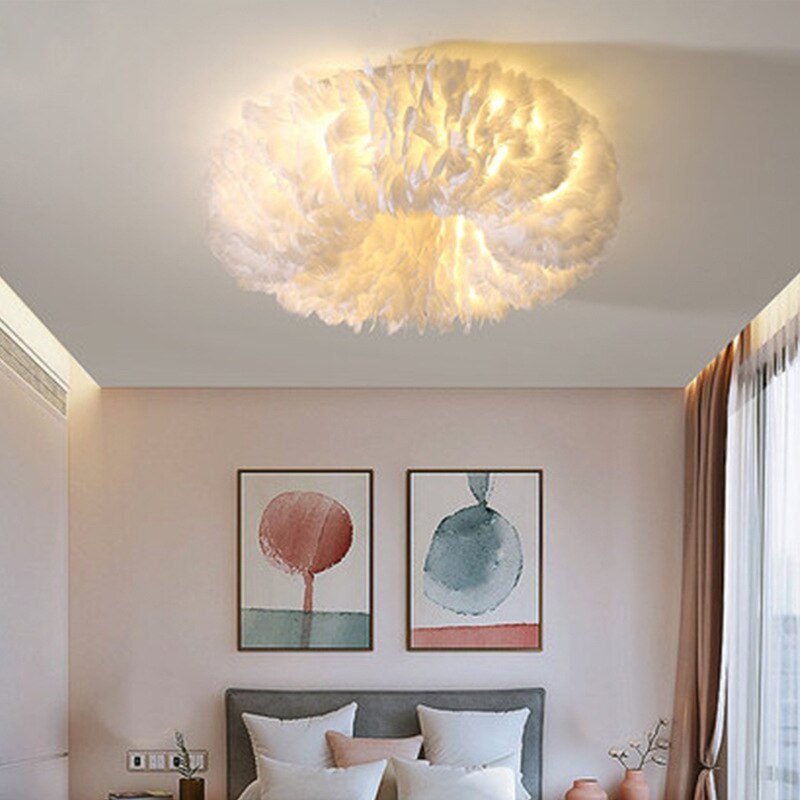 O'Moore Swan Feather Round Ceiling Light - Lamp Copper