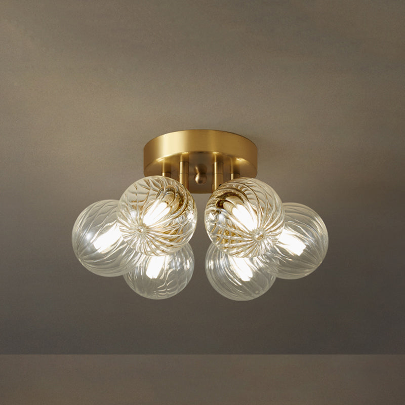 Valentina Modern Clear Bubble Glass Ceiling Light - Lamp Copper
