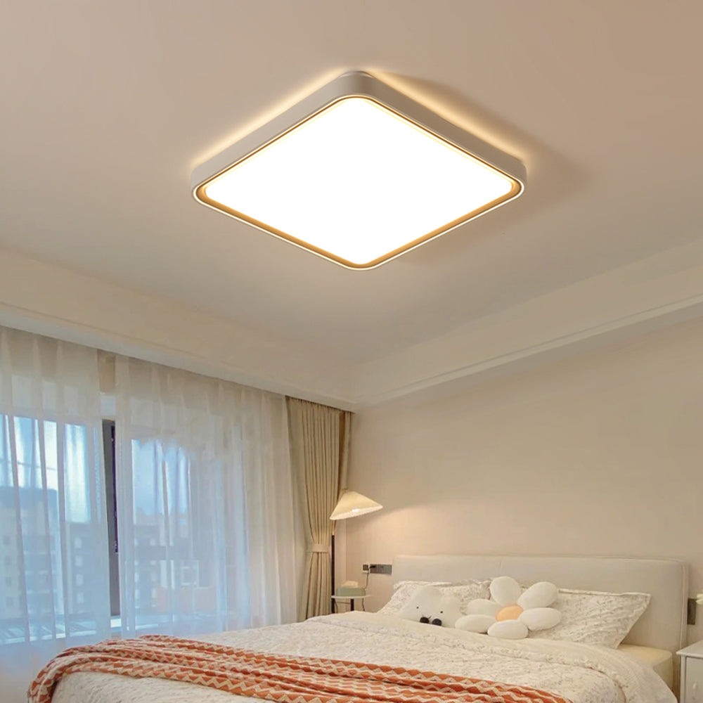 Arisha Minimalist Round/Square Metal/Acrylic Flush Mount Ceiling Light, Gold - Lamp Copper