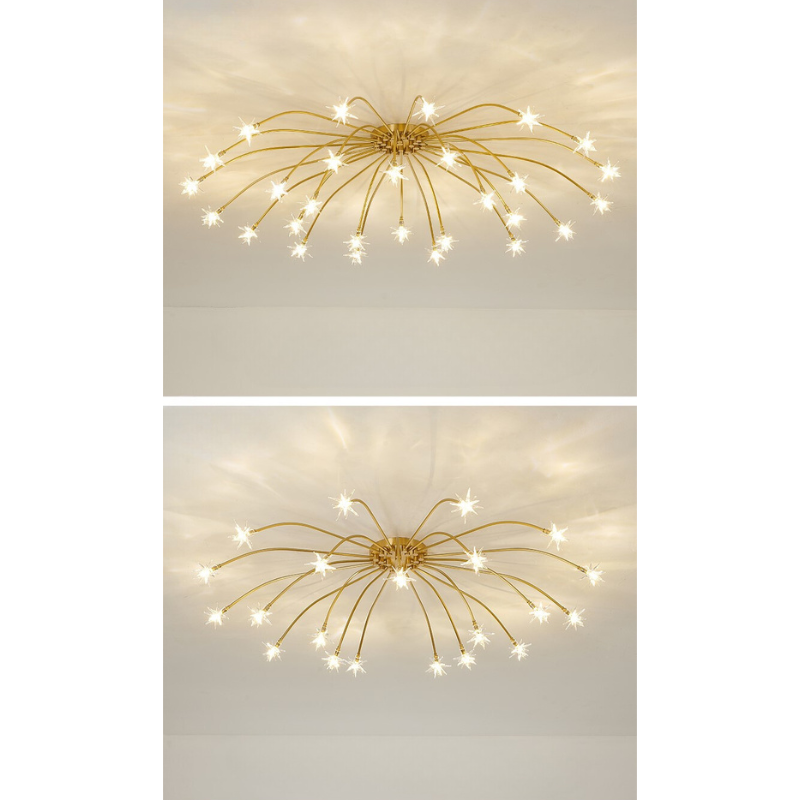 Arisha Art Deco Starry Flush Mount Ceiling Light - Lamp Copper