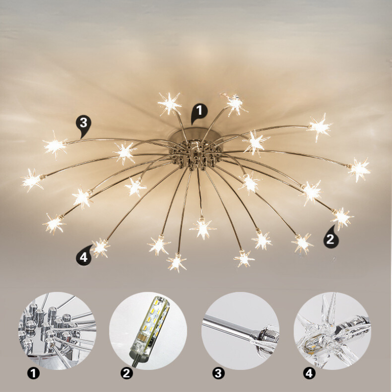 Arisha Art Deco Starry Flush Mount Ceiling Light - Lamp Copper