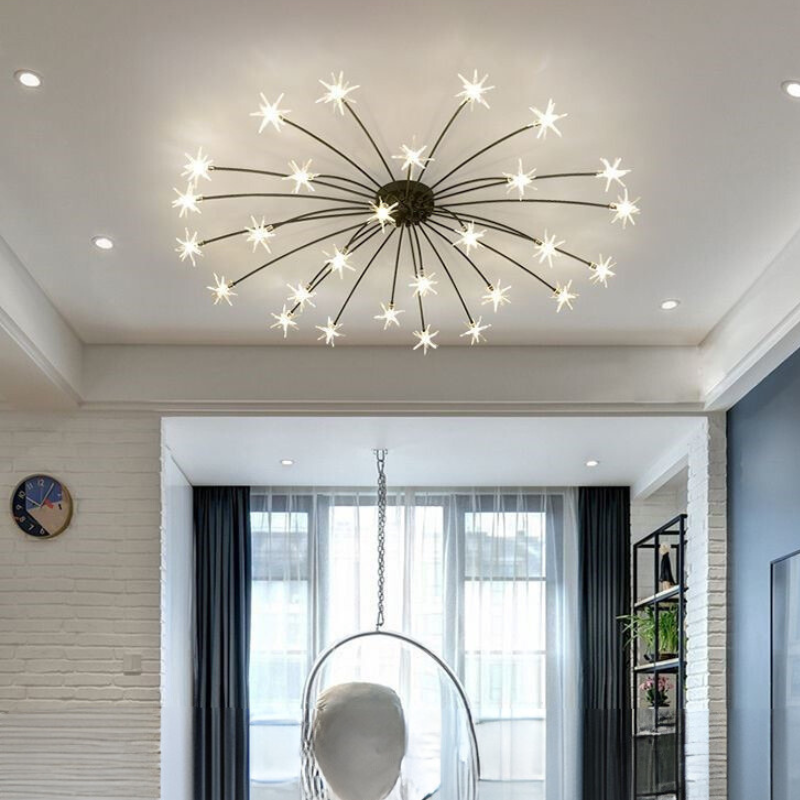 Arisha Art Deco Starry Flush Mount Ceiling Light - Lamp Copper